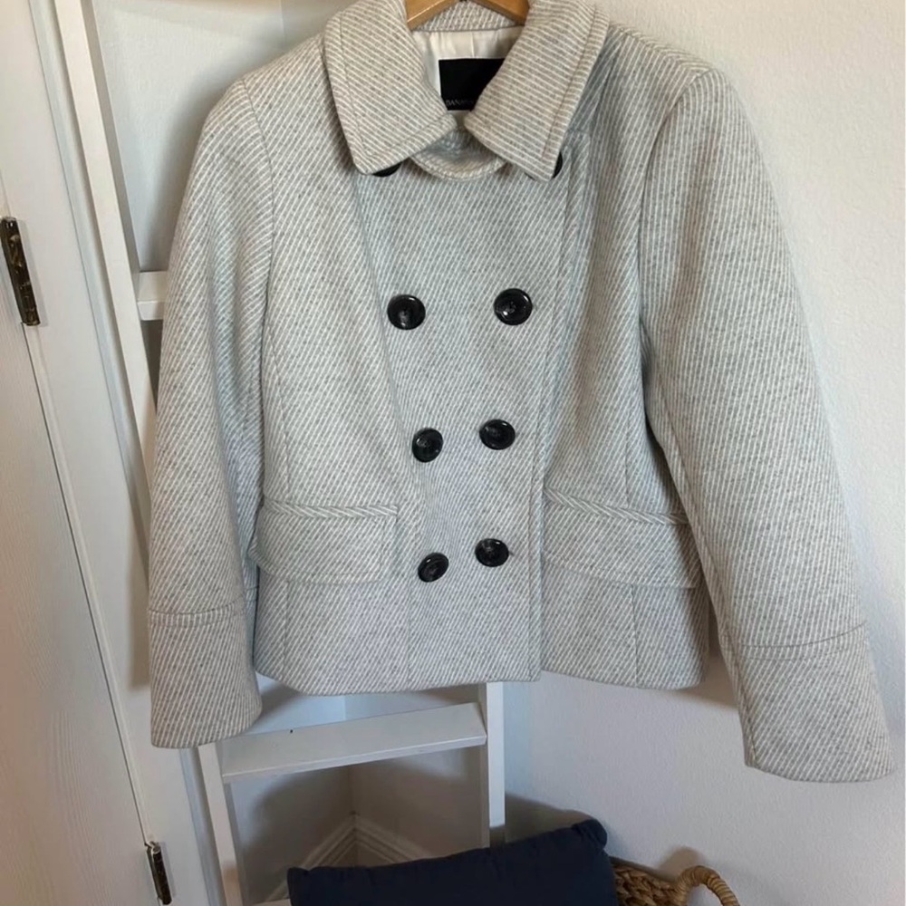 Banana Republic Women's Double-Breasted Cream Pea Coat